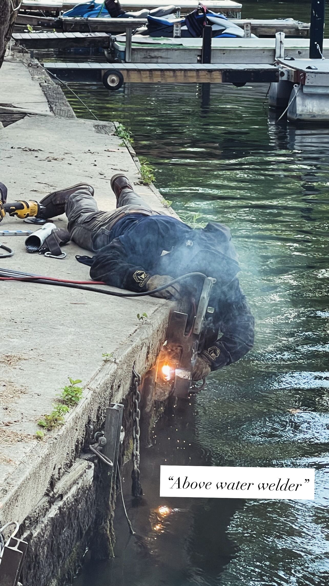 Mobile welding in progress