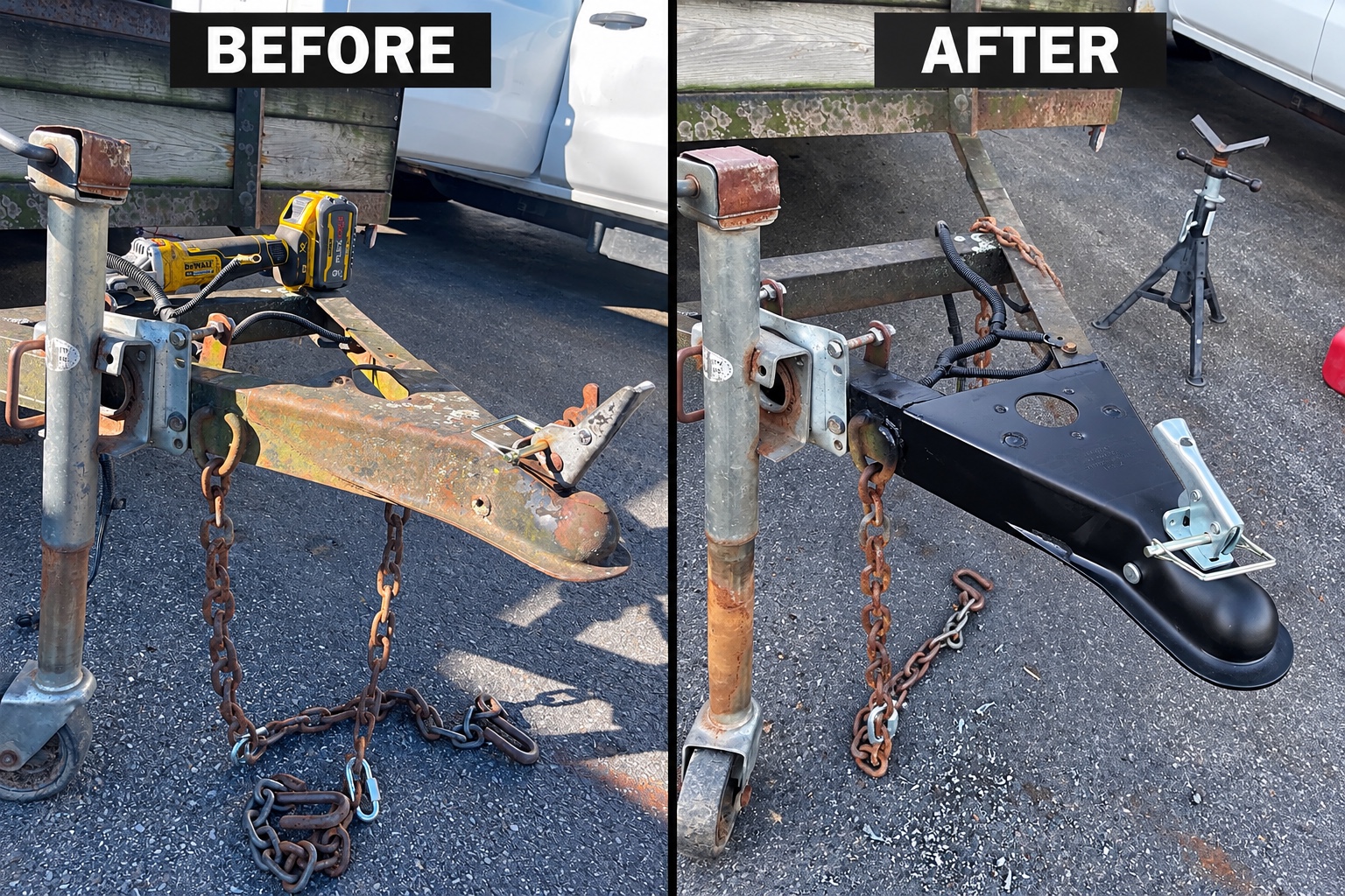 Before and after trailer repair